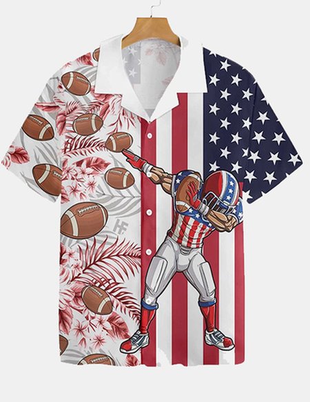 

America Flag Casual Shirts & Tops, As picture, Men's Floral shirt