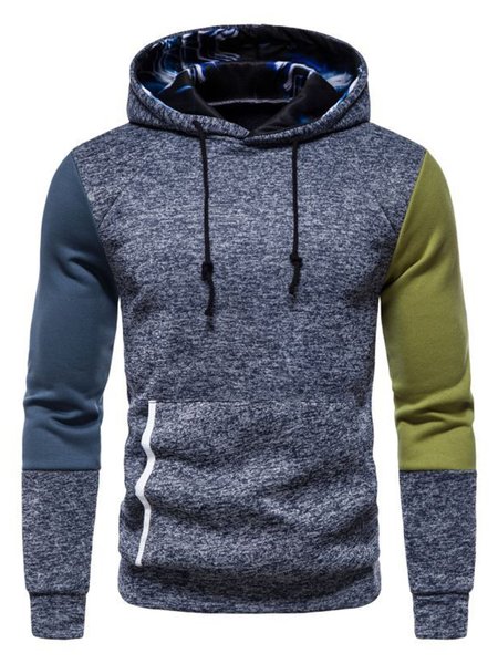Men's Contrast Stitching Sweater, Navyblue, Hoodies