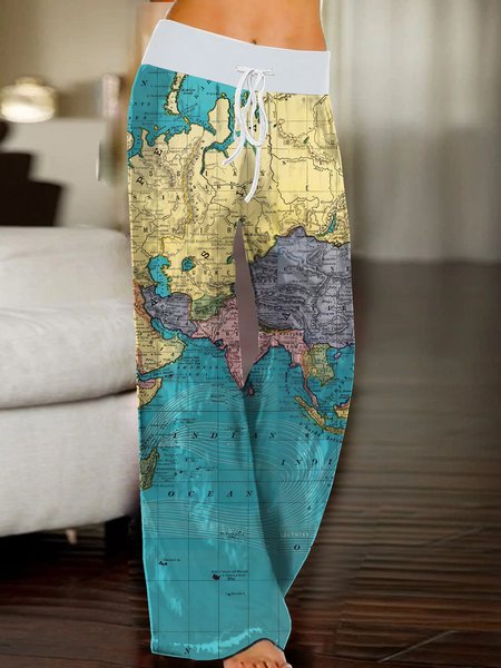 

Map Loose and casual Pants, Blue, Pants