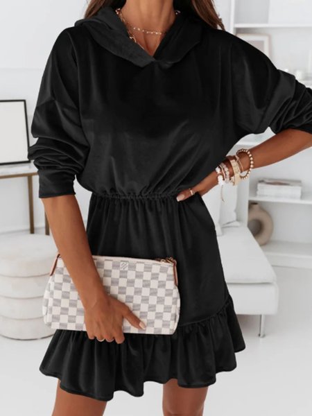 

Long sleeve Vintage Sweet Elegant Simple Dress, Black, Mini Dresses