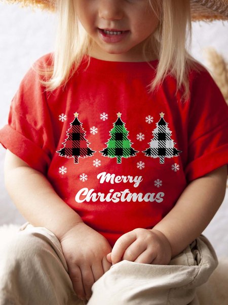 

Merry Christmas Child Cotton T-shirt, Red, Kids