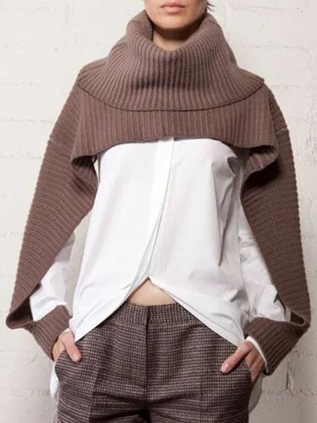 

Long sleeve Vintage Casual Simple Sweater, Coffee, Pullovers