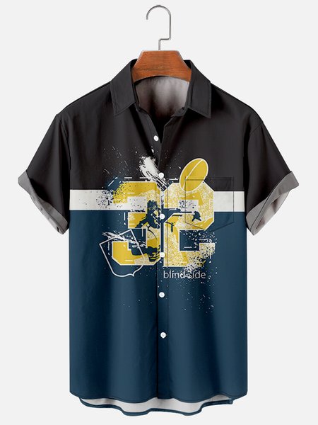 

Casual Striped Shirt Collar Shirts, As picture, Men's Floral shirt