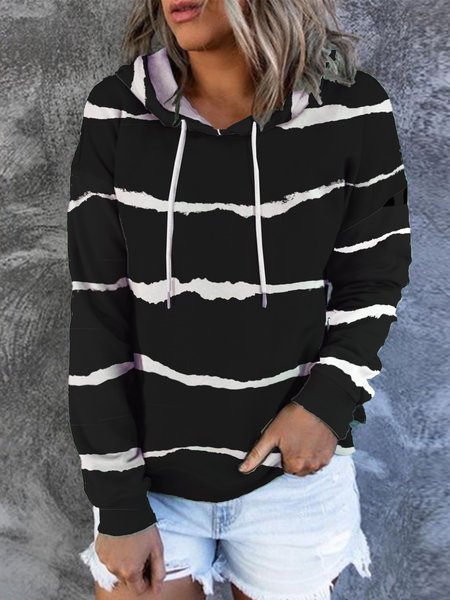 

Casual Long Sleeve Stripe Sweatshirt, As picture, Hoodies&Sweatshirts
