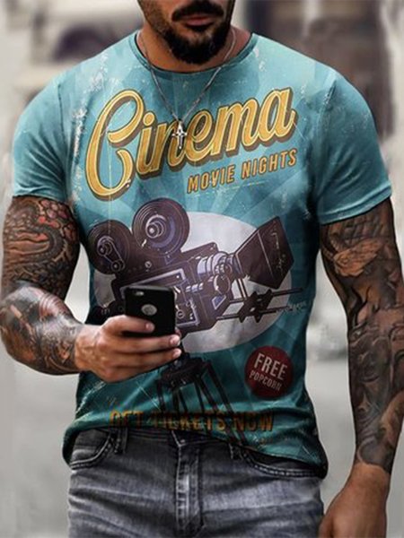 

Music Short Sleeve Crew Neck Shirts & Tops, As picture, Men's t-shirts
