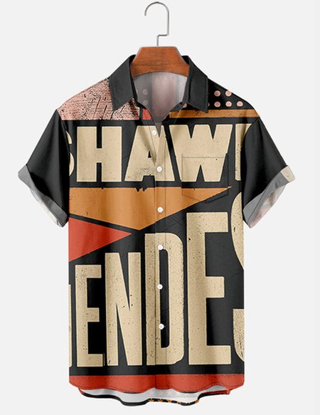 

Short Sleeve Casual Shirts, As picture, Men's Floral shirt