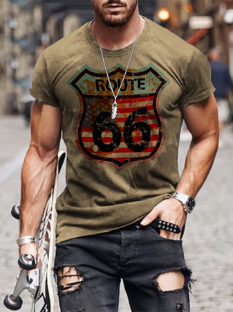 

Short Sleeve Casual Cotton Blends T-shirt, Green, T-shirt