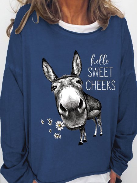 

HELLO SWEET CHEEKS DONKEY Casual Sweatshirts, Dark blue, Hoodies&Sweatshirts
