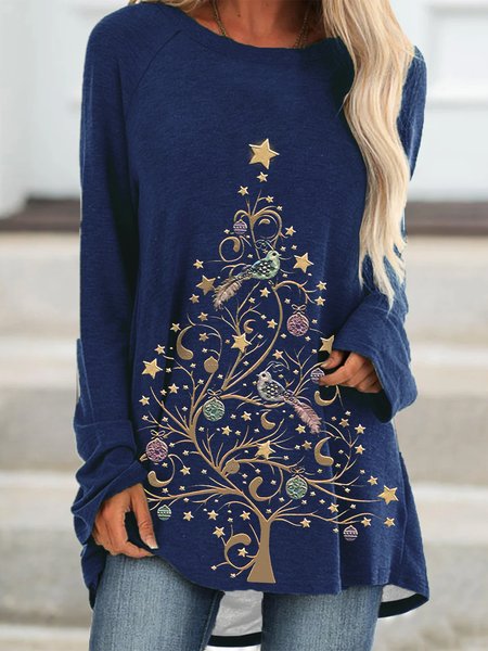 

Christmas Tree Vintage Casual Regular Fit Sweatshirt, Blue, Dresses