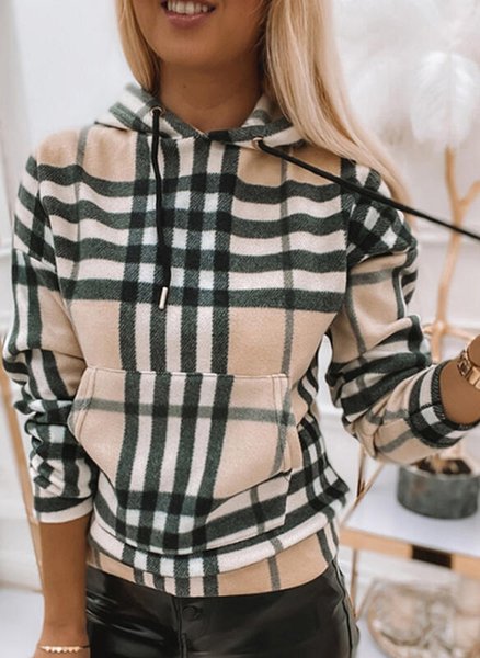 

Striped Cotton Blends Loosen Sweatshirt, Khaki, Hoodies & Sweatshirts