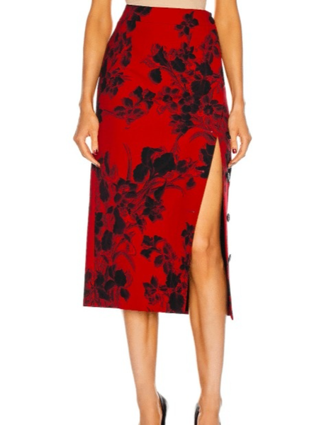 

Winter Regular Fit Mid-weight Work Formal Non-Stretch Skirts, Red, Midi Skirts