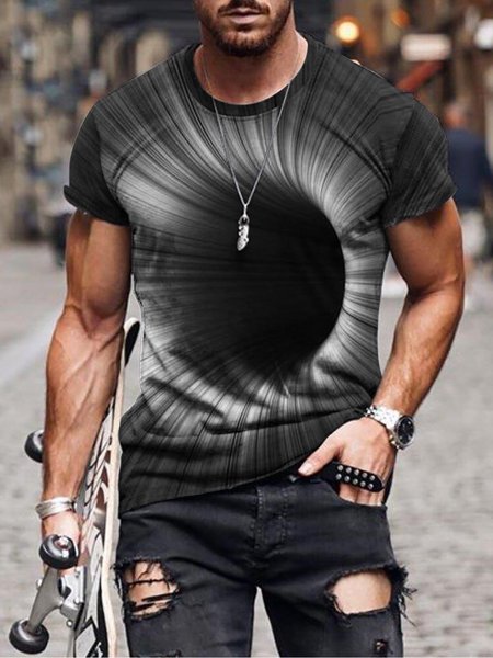 

3D Sci-Fi Graphics Short Sleeve Casual Tee, As picture, T-shirt