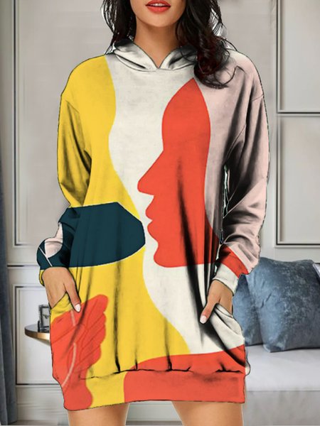 

Casual Regular Fit Hooded Dresses, Yellow, Casual Dresses