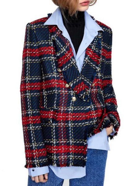 

Striped Casual Regular Fit Outerwear, Red, Coats