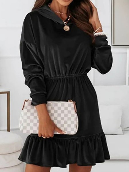 

Hooded Regular Fit Dresses, Black, Casual Dresses