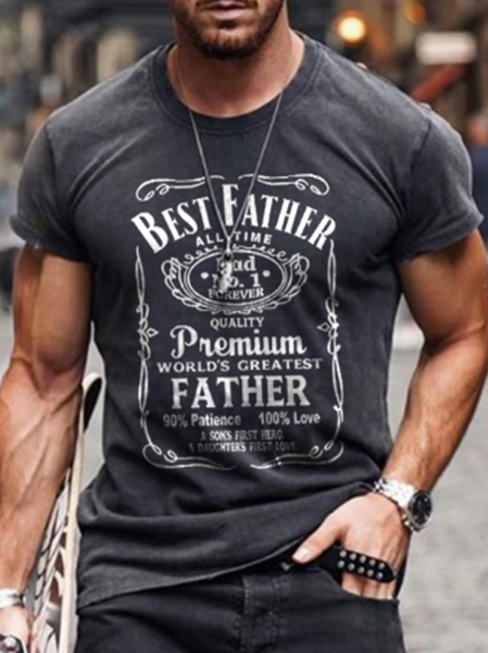 

Men's Round Neck Short Sleeve Printed Tops, Light gray, T-shirt