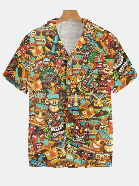

Vintage Hippie Hawaiian Short Sleeve Shirt, As picture, Men's Floral shirt