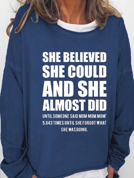 

Funny She Believed She Cloud Letter Sweatshirt, Dark blue, Hoodies&Sweatshirts
