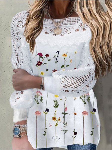 

Floral Shirts & Tops, White, Tops