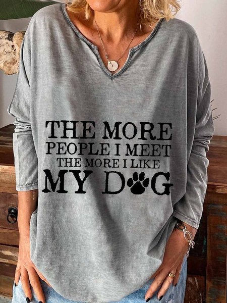 

Casual Long Sleeve U Neck Plus Size Printed Tops T-shirts, Gray, Hoodies & Sweatshirts