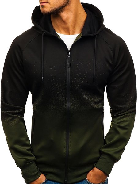 

Gradient Graphic Long Sleeve Casual Knit Coat, Army green, Outerwear