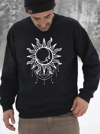 

Men's Patterned Cotton Crew Neck Long Sleeve Sweatshirts, As picture, Hoodies