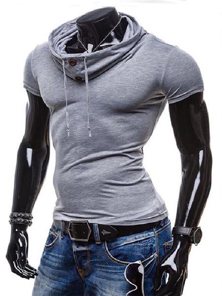 

Plain Short Sleeve Casual Tee, Light gray, T-shirt