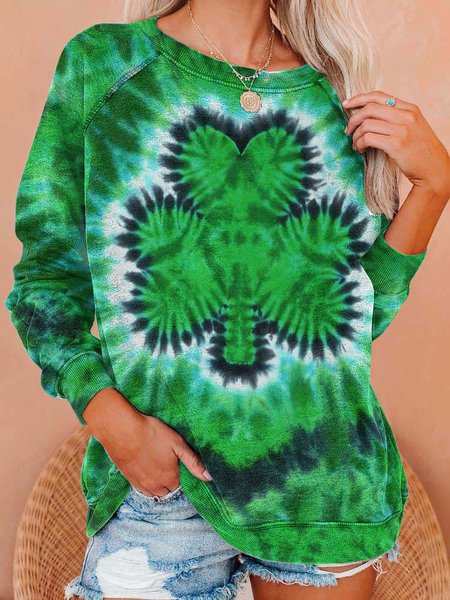 

Casual Plants Cotton Blends Sweatshirt, Green, Hoodies&Sweatshirts