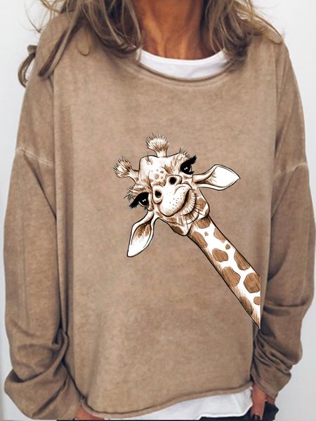 

Sketch Giraffe Art Casual Sweatshirt, Light brown, Hoodies&Sweatshirts