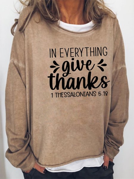 

Thanksgiving In Everything Give Thanks Print Sweatshirts, Light brown, Hoodies&Sweatshirts