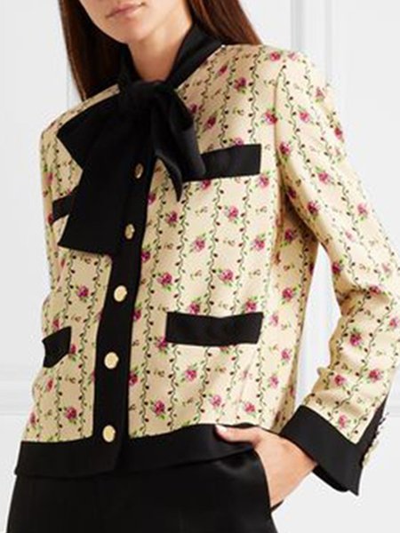 

Sweet Simple Floral Regular Fit Sweet Outerwear, As picture, Jackets