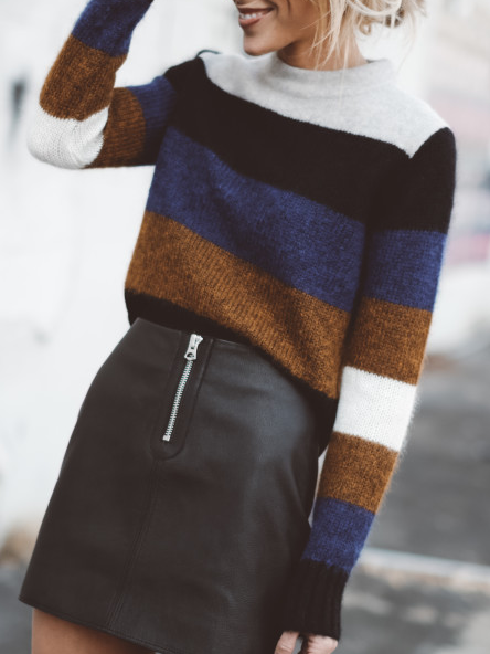 

Striped Sweater Retro contrast sweater, Multicolor, Sweaters