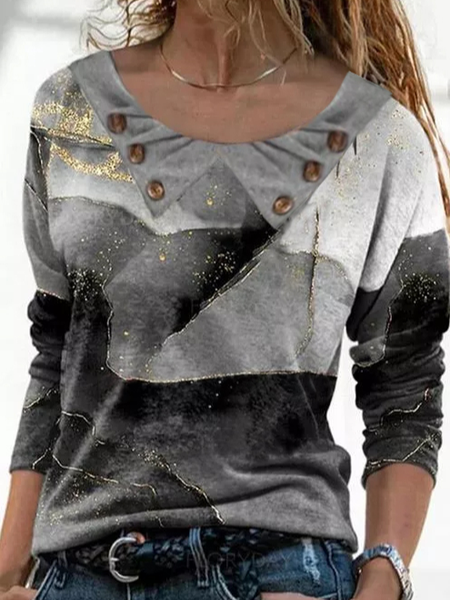 

Loosen Color Block Crew Neck Shirts & Tops, Gray, Tees & T-shirts