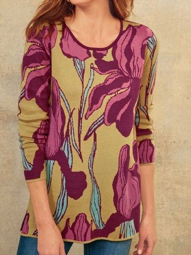 

Casual Floral Loosen Shirts & Tops, Yellow, Long sleeve tops