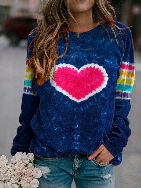 

Loosen Cotton Blends Casual Sweatshirt, Blue, Hoodies&Sweatshirts