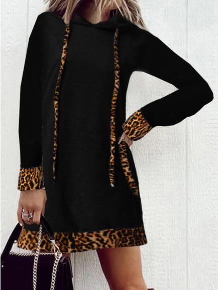 

Casual Loosen Leopard Dresses, Black, Casual Dresses