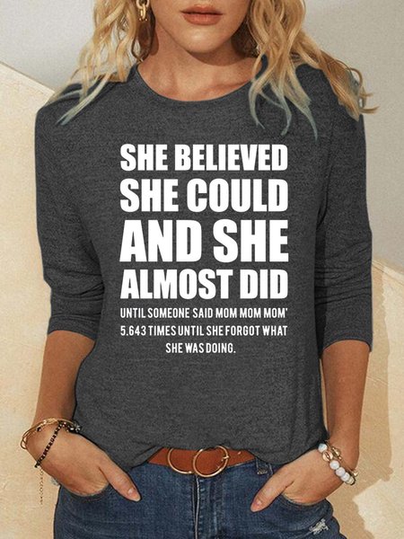 

Funny Mom Casual Tops, Gray, Long sleeves