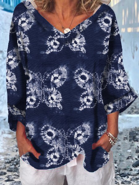 

Tie Dye Butterfly Casual Shirts & Tops, Blue, Tops