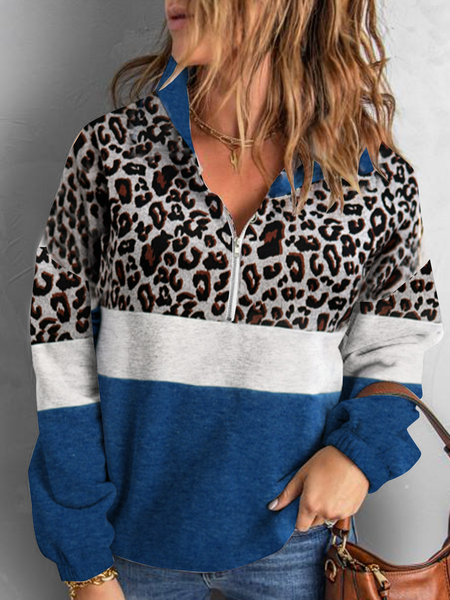 

Long Sleeve Zipper Warm Fleece Leopard Hoodies, Blue, Sweatshirts & Hoodies