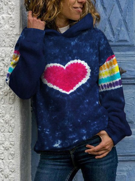 

Heart Printed Dying Vintage Sweatshirt, Navyblue, Hoodies&Sweatshirts