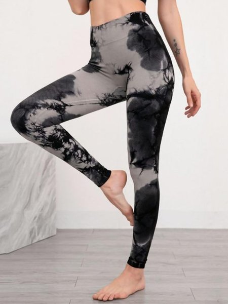 

Tie Dye Casual Skinny Pants, Gray, Leggings