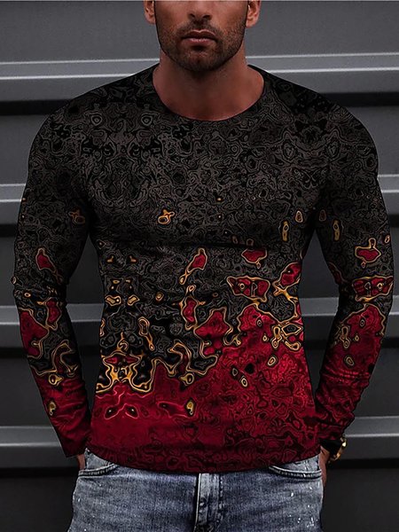 

3D Floral Graphic Long Sleeve Casual Tee, T-shirt