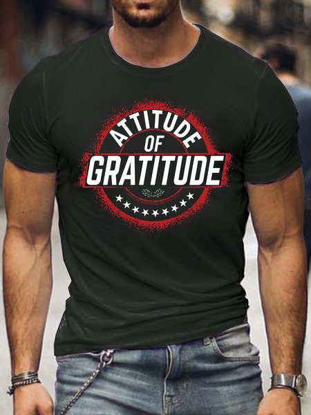 

Casual Attitude Of Gratitude Short Sleeve Shirts & Tops, Black, T-shirts