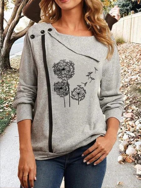 

Casual Crew Neck Loosen Sweatshirt, Gray, Sweatshirts & Hoodies