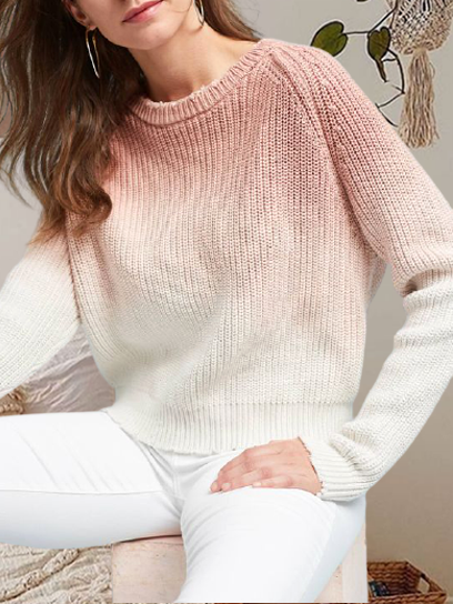 

Casual Crew Neck Ombre Sweater Gentle pink and white gradient sweater, Sweaters & Cardigans