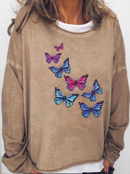 

Butterfly Casual Sweatshirt, Light brown, Hoodies&Sweatshirts