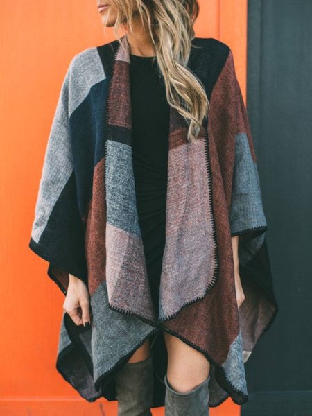 

Lapel Loosen Casual Outerwear, Multicolor, Outerwear