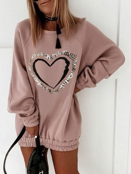 

Love Loosen Raglan Sleeve Casual Dresses, Pink, Casual Dresses