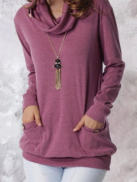 

Cowl Neck Loosen Casual Tops, Burgundy, Tops