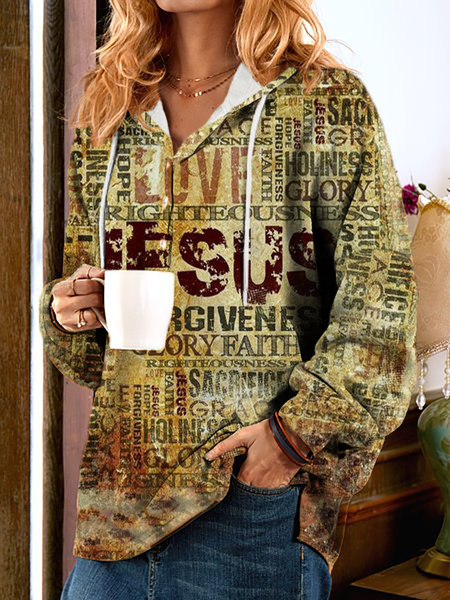 

Plus size Casual Jesus Printed Hoodies Sweatshirt, Multicolor, Hoodies & Sweatshirts